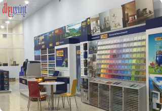 Sơn tường hình khối nhiều tông màu đầy sáng tạo